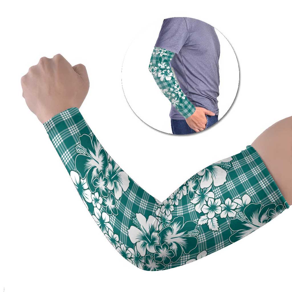 Hibiscus Pakala Aqua Teal Arm Sleeves Tropical Floral Stylized LT01 Set of 2 Teal - Polynesian Pride
