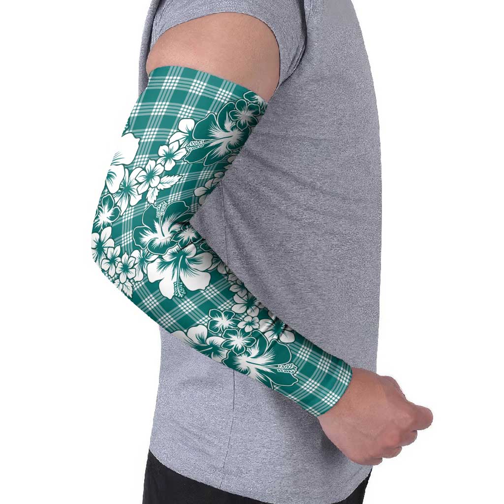 Hibiscus Pakala Aqua Teal Arm Sleeves Tropical Floral Stylized LT01 - Polynesian Pride