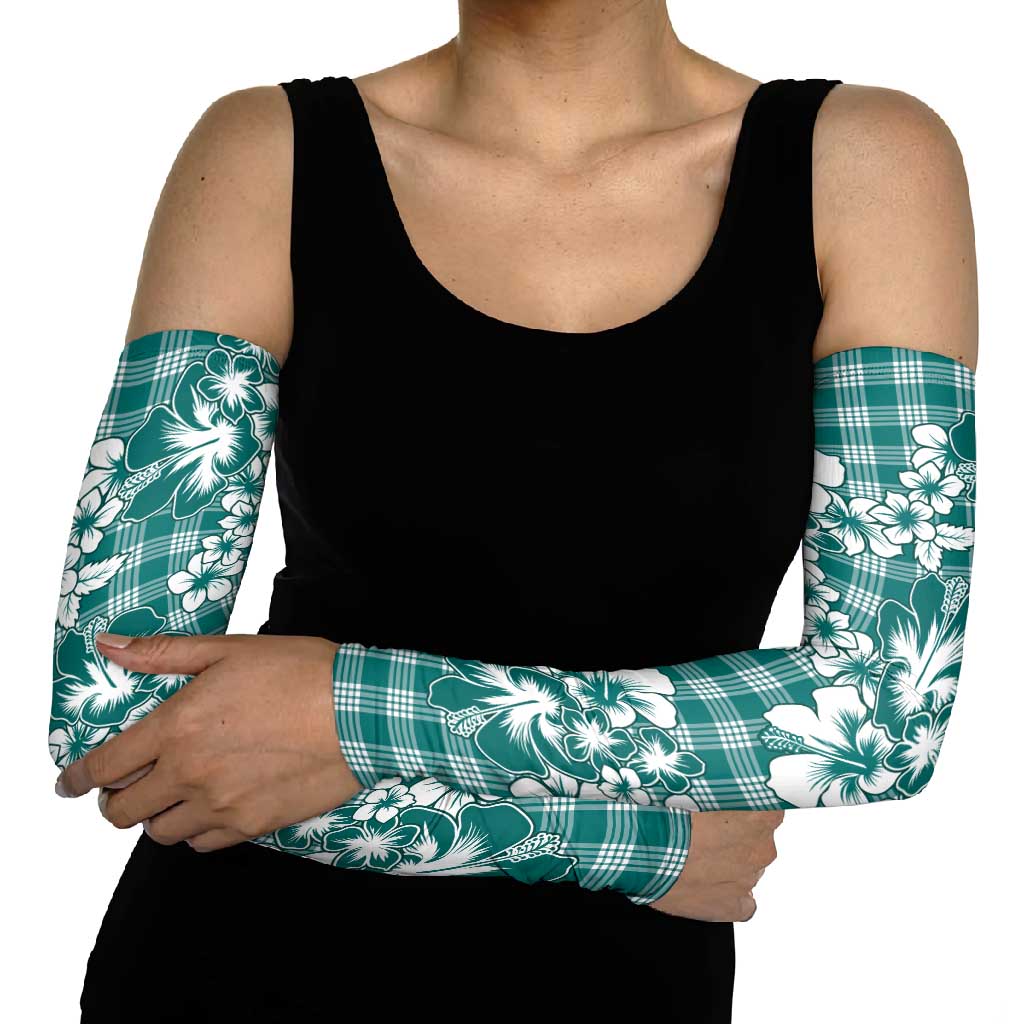 Hibiscus Pakala Aqua Teal Arm Sleeves Tropical Floral Stylized LT01 - Polynesian Pride