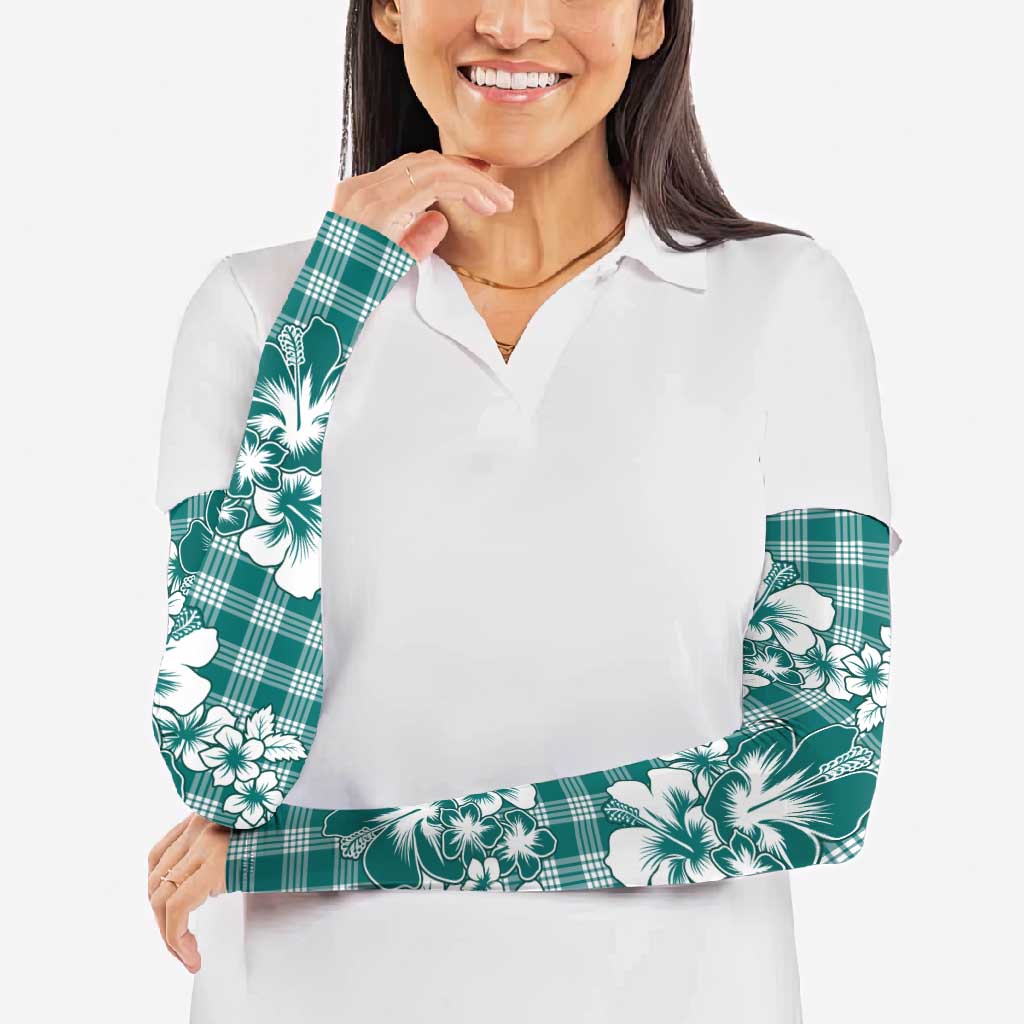 Hibiscus Pakala Aqua Teal Arm Sleeves Tropical Floral Stylized LT01 - Polynesian Pride