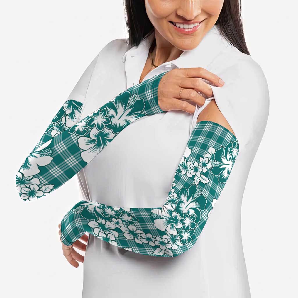 Hibiscus Pakala Aqua Teal Arm Sleeves Tropical Floral Stylized LT01 - Polynesian Pride