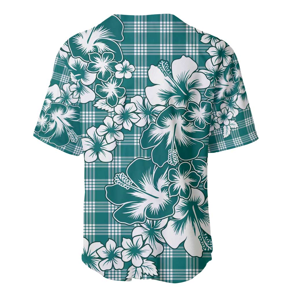Hibiscus Pakala Aqua Teal Baseball Jersey Tropical Floral Stylized LT01 - Polynesian Pride