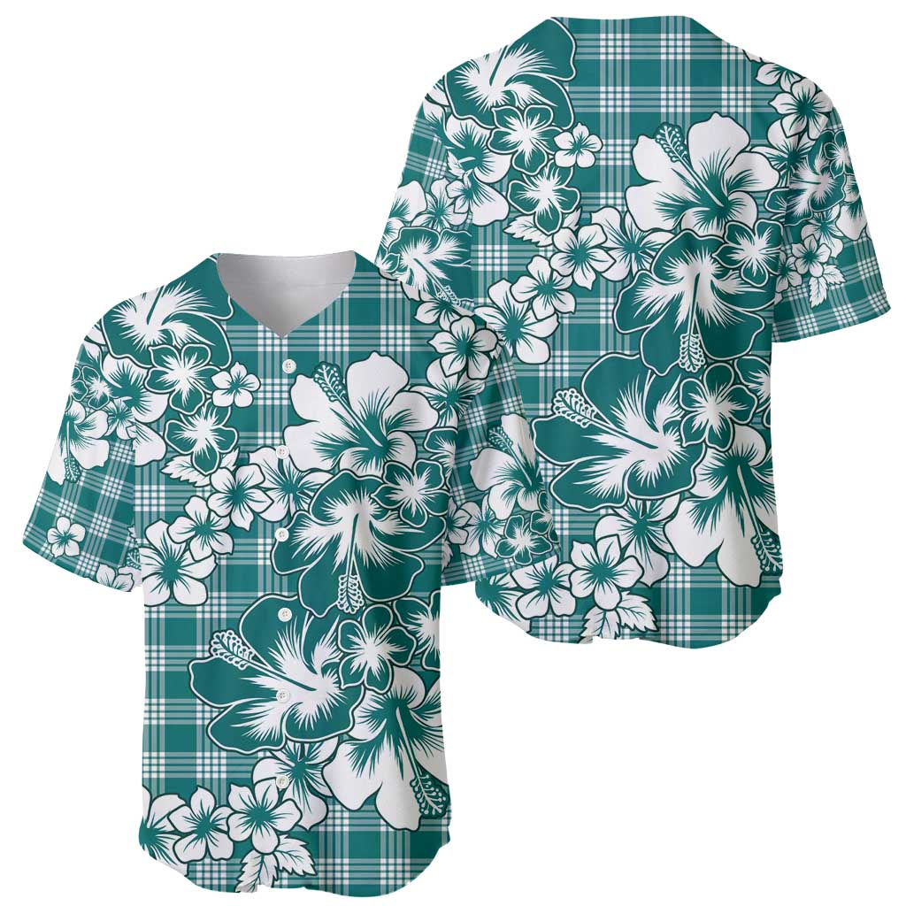 Hibiscus Pakala Aqua Teal Baseball Jersey Tropical Floral Stylized LT01 - Polynesian Pride
