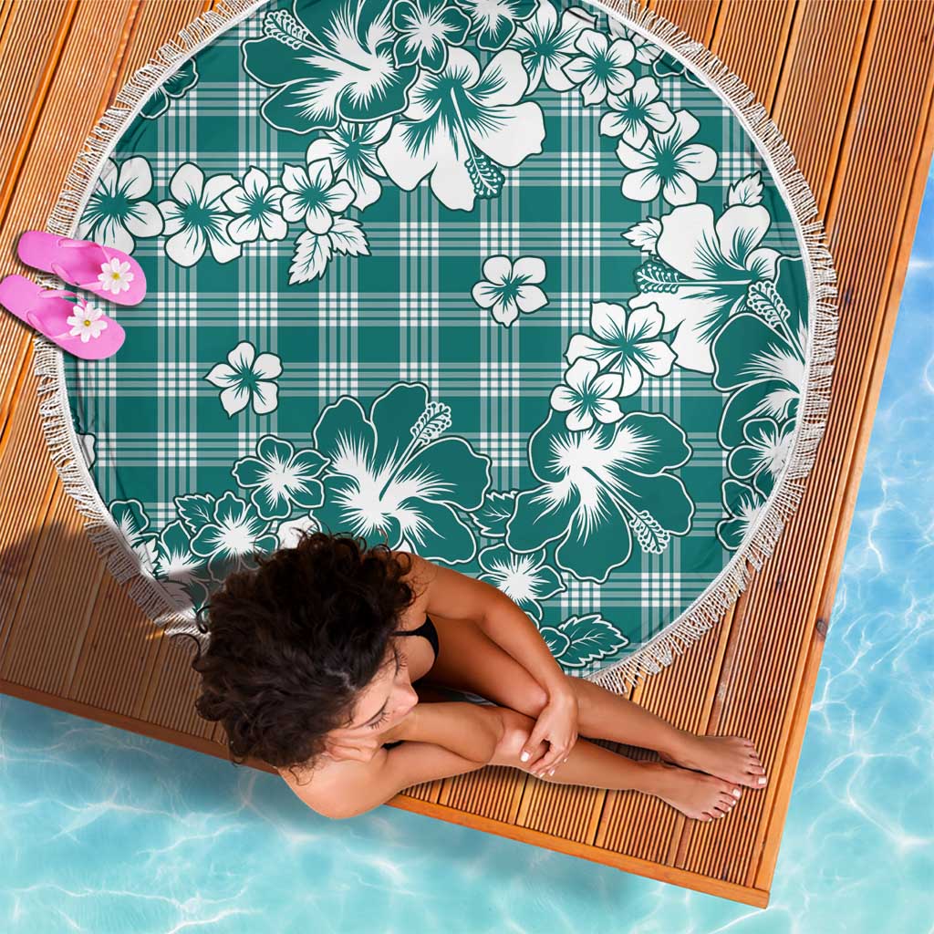 Hibiscus Pakala Aqua Teal Beach Blanket Tropical Floral Stylized LT01 - Polynesian Pride