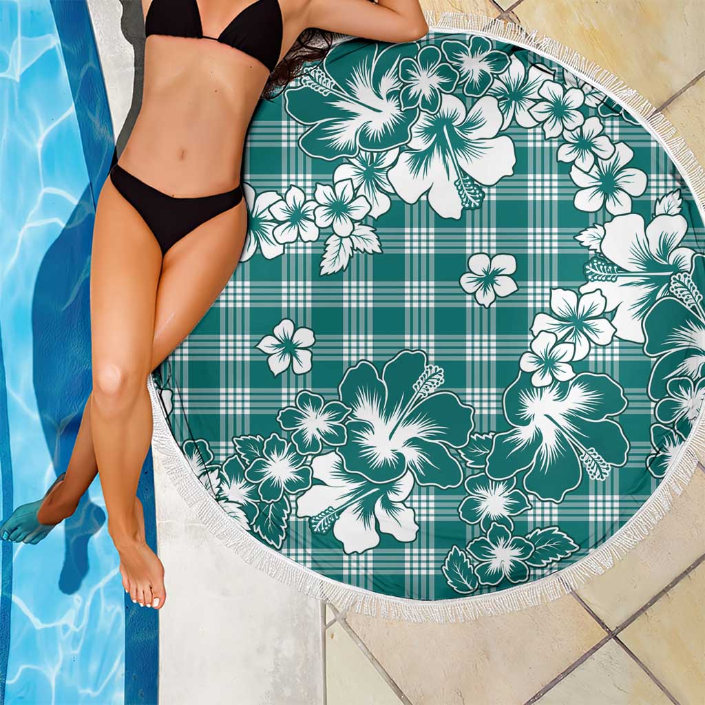 Hibiscus Pakala Aqua Teal Beach Blanket Tropical Floral Stylized LT01 - Polynesian Pride