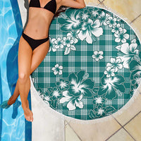 Hibiscus Pakala Aqua Teal Beach Blanket Tropical Floral Stylized LT01 - Polynesian Pride
