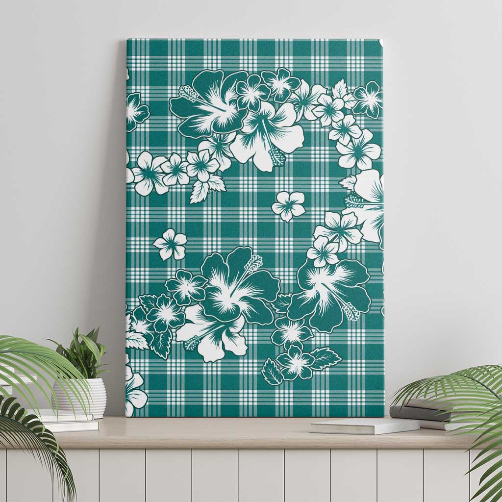 Hibiscus Pakala Aqua Teal Canvas Wall Art Tropical Floral Stylized LT01 - Polynesian Pride