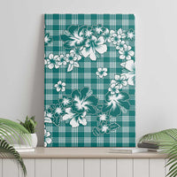 Hibiscus Pakala Aqua Teal Canvas Wall Art Tropical Floral Stylized LT01 - Polynesian Pride