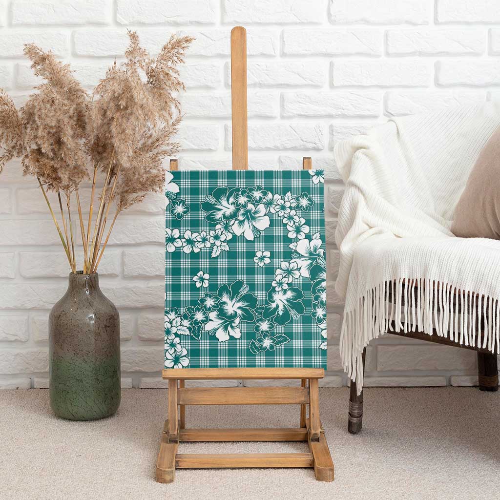 Hibiscus Pakala Aqua Teal Canvas Wall Art Tropical Floral Stylized LT01 - Polynesian Pride