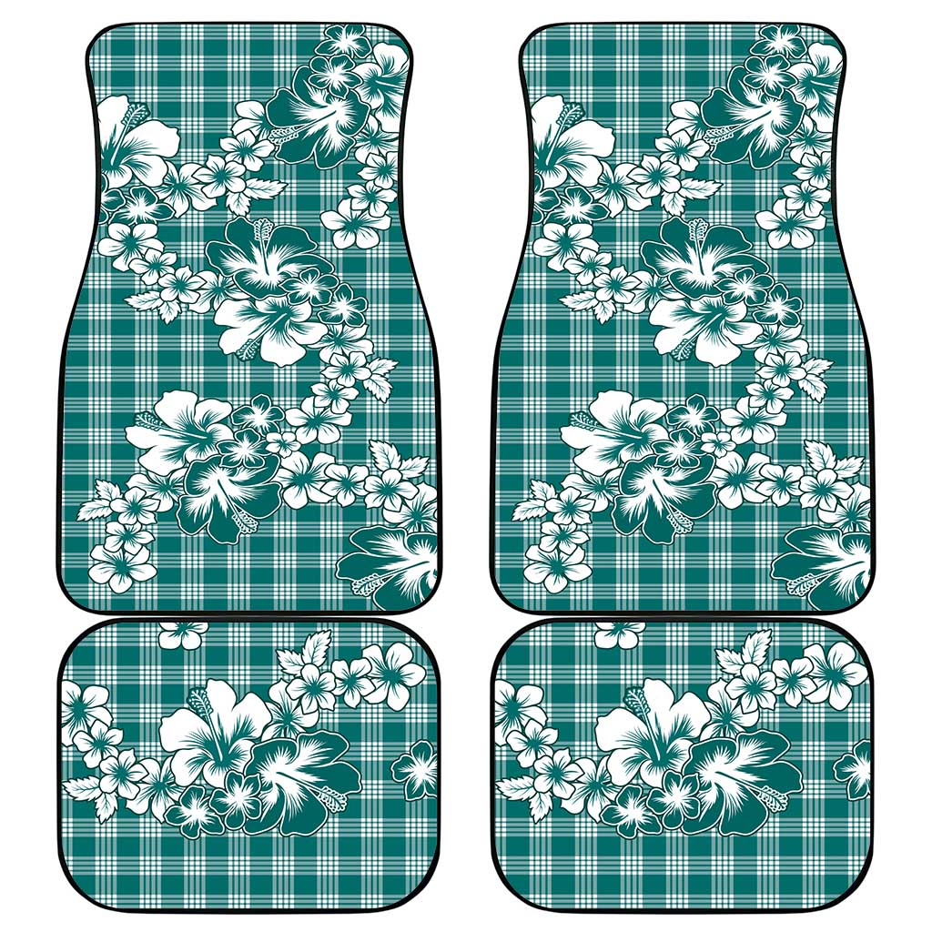 Hibiscus Pakala Aqua Teal Car Mats Tropical Floral Stylized LT01 - Polynesian Pride