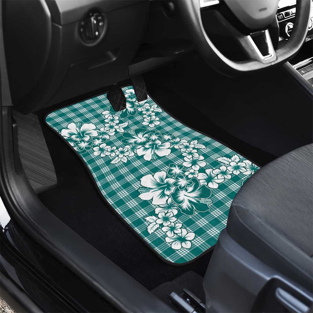 Hibiscus Pakala Aqua Teal Car Mats Tropical Floral Stylized LT01 - Polynesian Pride