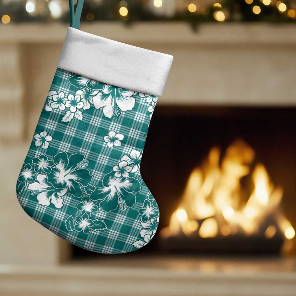 Hibiscus Pakala Aqua Teal Christmas Stocking Tropical Floral Stylized - Polynesian Pride