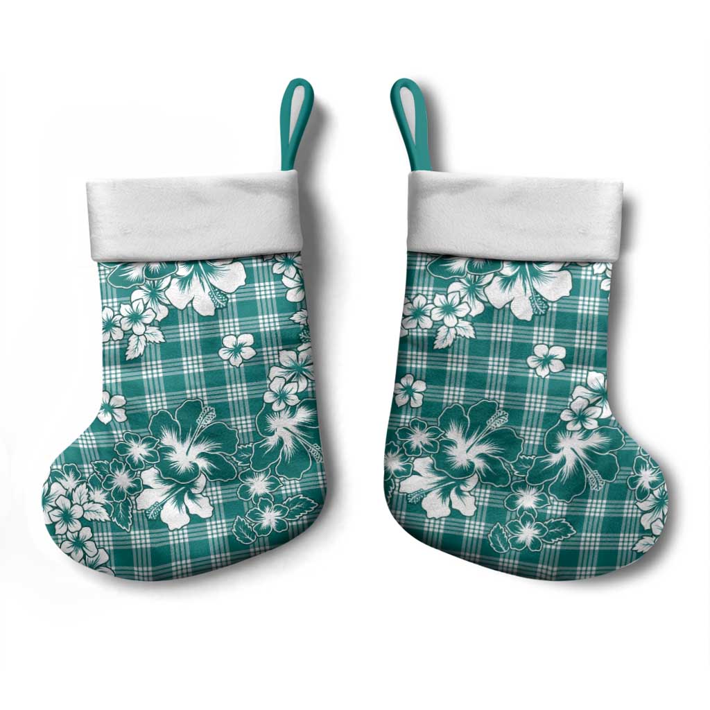 Hibiscus Pakala Aqua Teal Christmas Stocking Tropical Floral Stylized LT01 - Polynesian Pride
