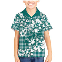 Hibiscus Pakala Aqua Teal Family Matching Mermaid Dress and Hawaiian Shirt Tropical Floral Stylized - Polynesian Pride