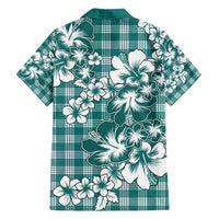 Hibiscus Pakala Aqua Teal Family Matching Puletasi and Hawaiian Shirt Tropical Floral Stylized - Polynesian Pride