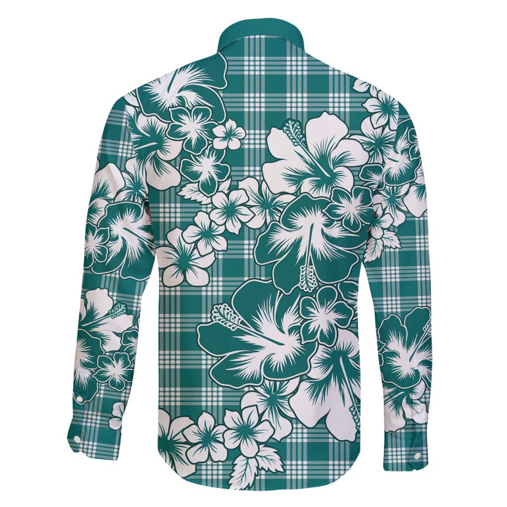 Hibiscus Pakala Aqua Teal Family Matching Puletasi and Hawaiian Shirt Tropical Floral Stylized - Polynesian Pride