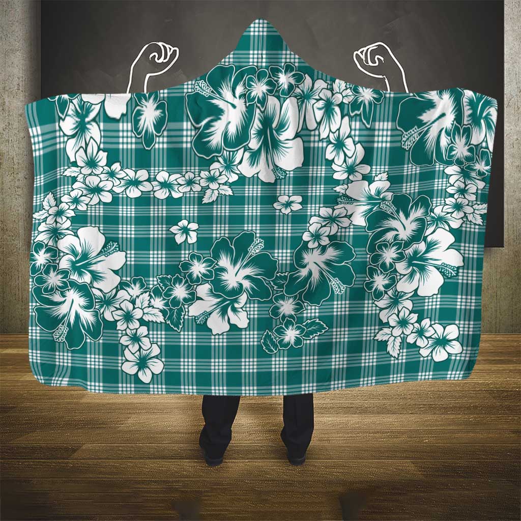Hibiscus Pakala Aqua Teal Hooded Blanket Tropical Floral Stylized LT01 - Polynesian Pride