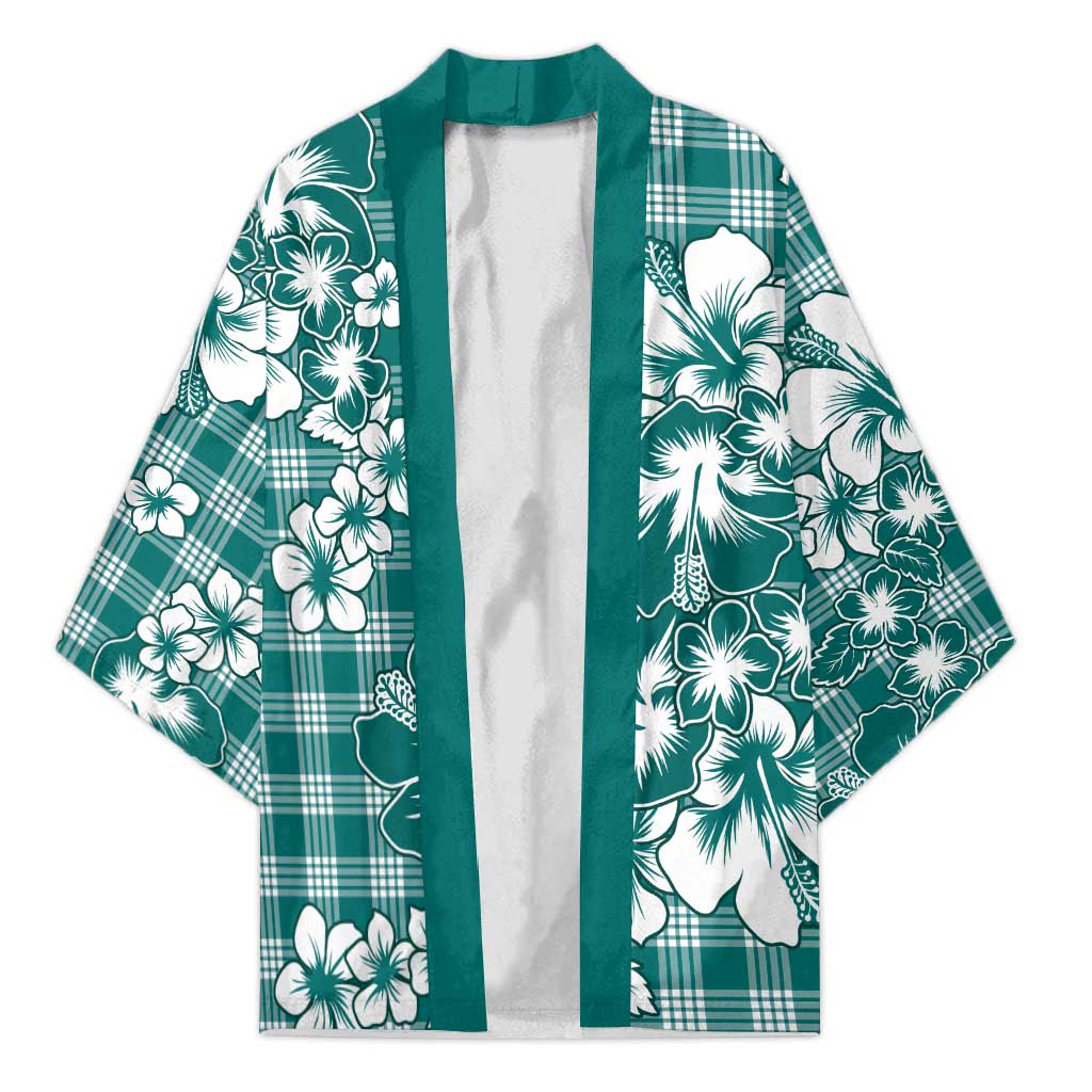 Hibiscus Pakala Aqua Teal Kimono Tropical Floral Stylized LT01 Unisex Teal - Polynesian Pride
