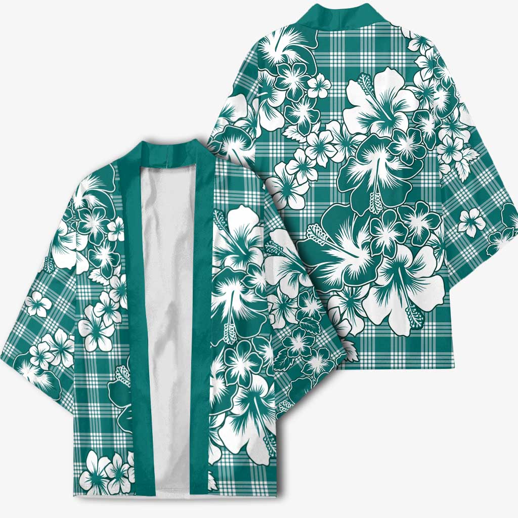 Hibiscus Pakala Aqua Teal Kimono Tropical Floral Stylized LT01 - Polynesian Pride