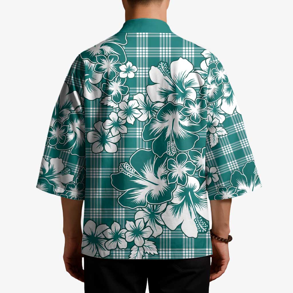Hibiscus Pakala Aqua Teal Kimono Tropical Floral Stylized LT01 - Polynesian Pride