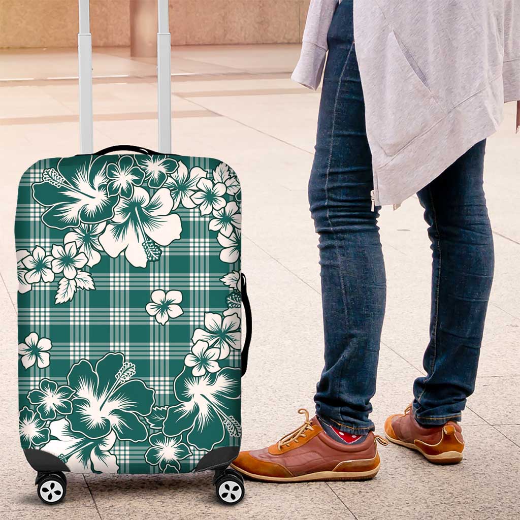 Hibiscus Pakala Aqua Teal Luggage Cover Tropical Floral Stylized LT01 Teal - Polynesian Pride