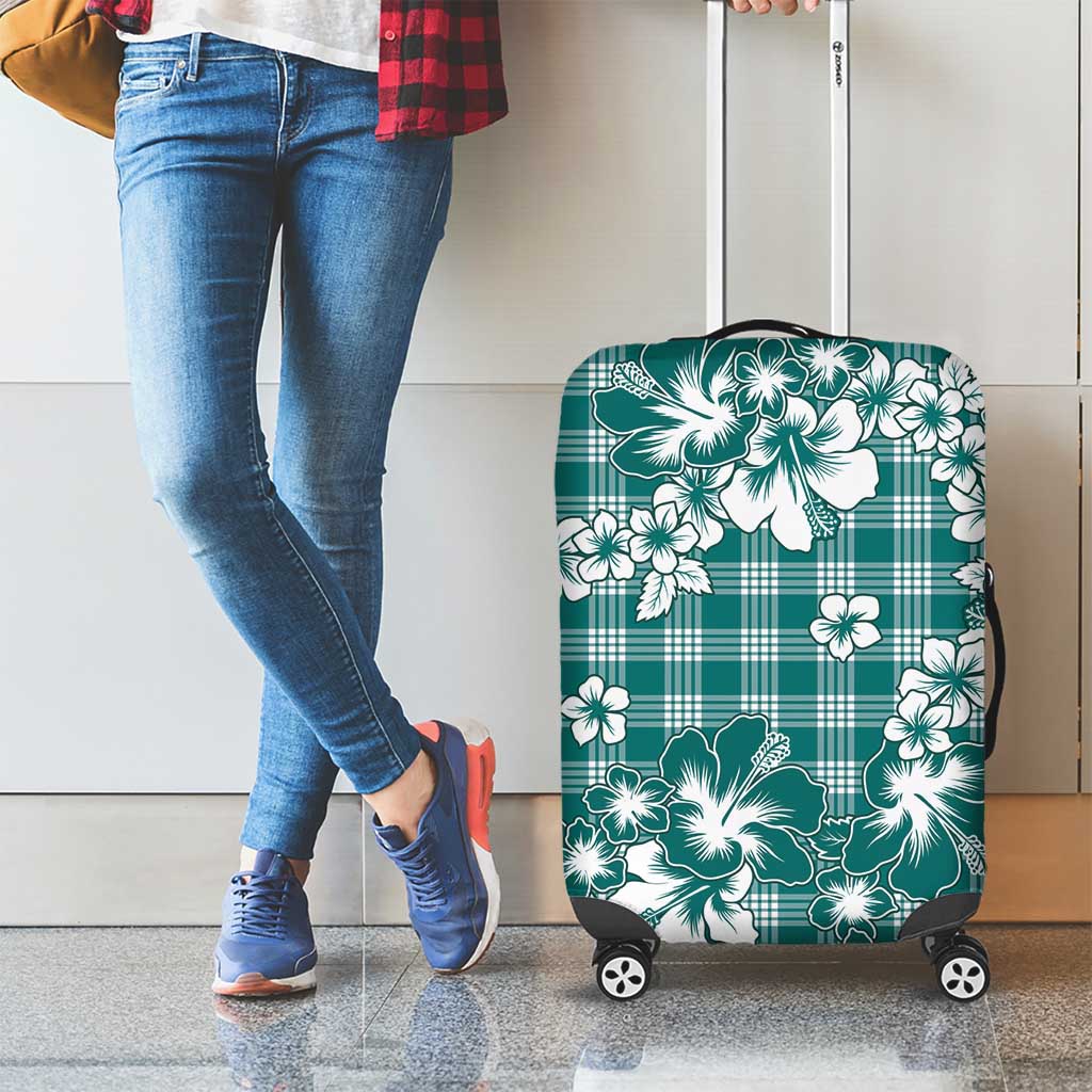 Hibiscus Pakala Aqua Teal Luggage Cover Tropical Floral Stylized LT01 - Polynesian Pride