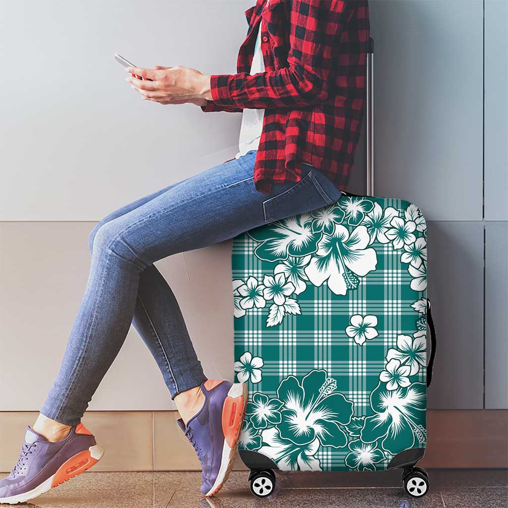 Hibiscus Pakala Aqua Teal Luggage Cover Tropical Floral Stylized LT01 - Polynesian Pride