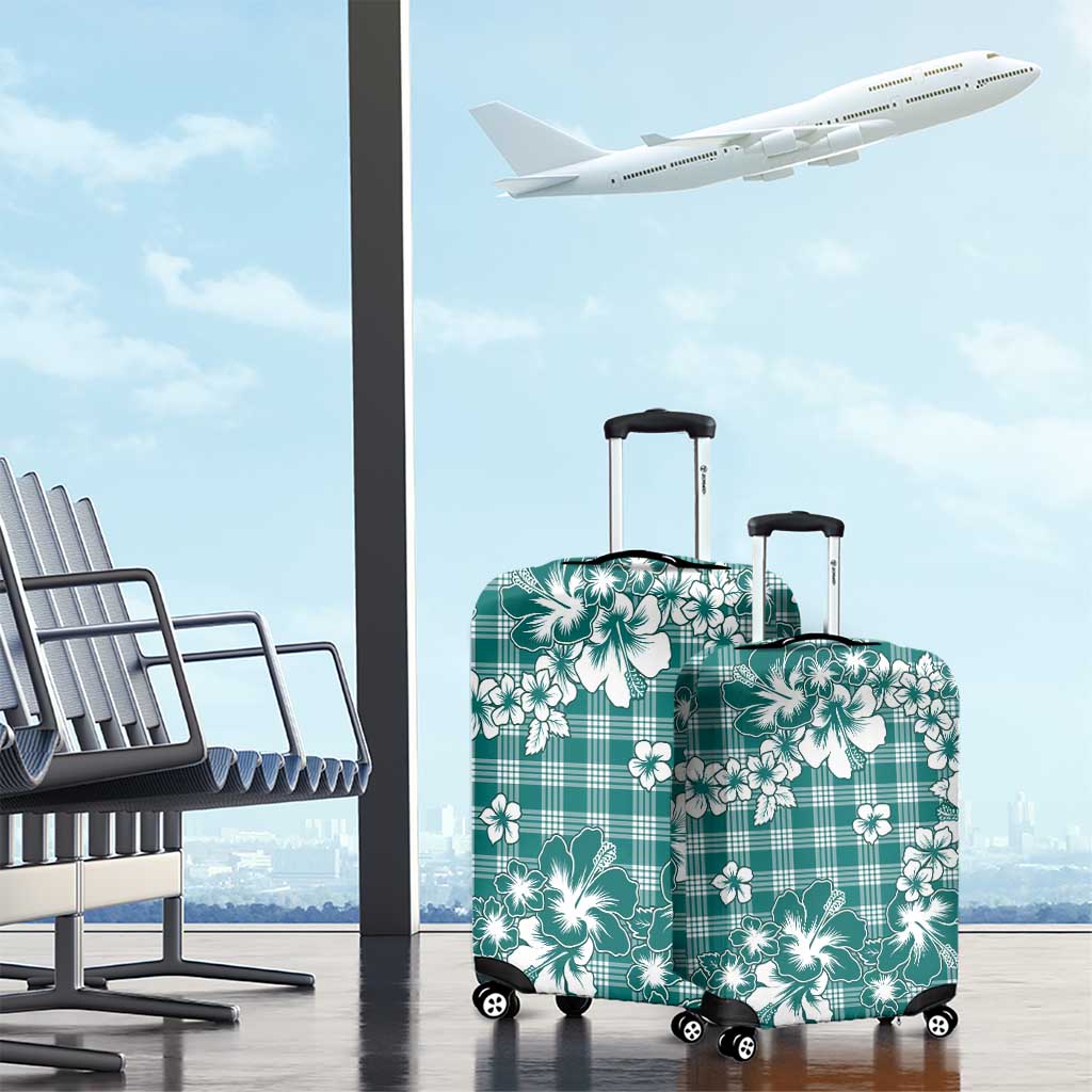 Hibiscus Pakala Aqua Teal Luggage Cover Tropical Floral Stylized LT01 - Polynesian Pride