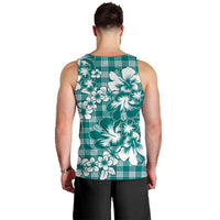 Hibiscus Pakala Aqua Teal Men Tank Top Tropical Floral Stylized - Polynesian Pride