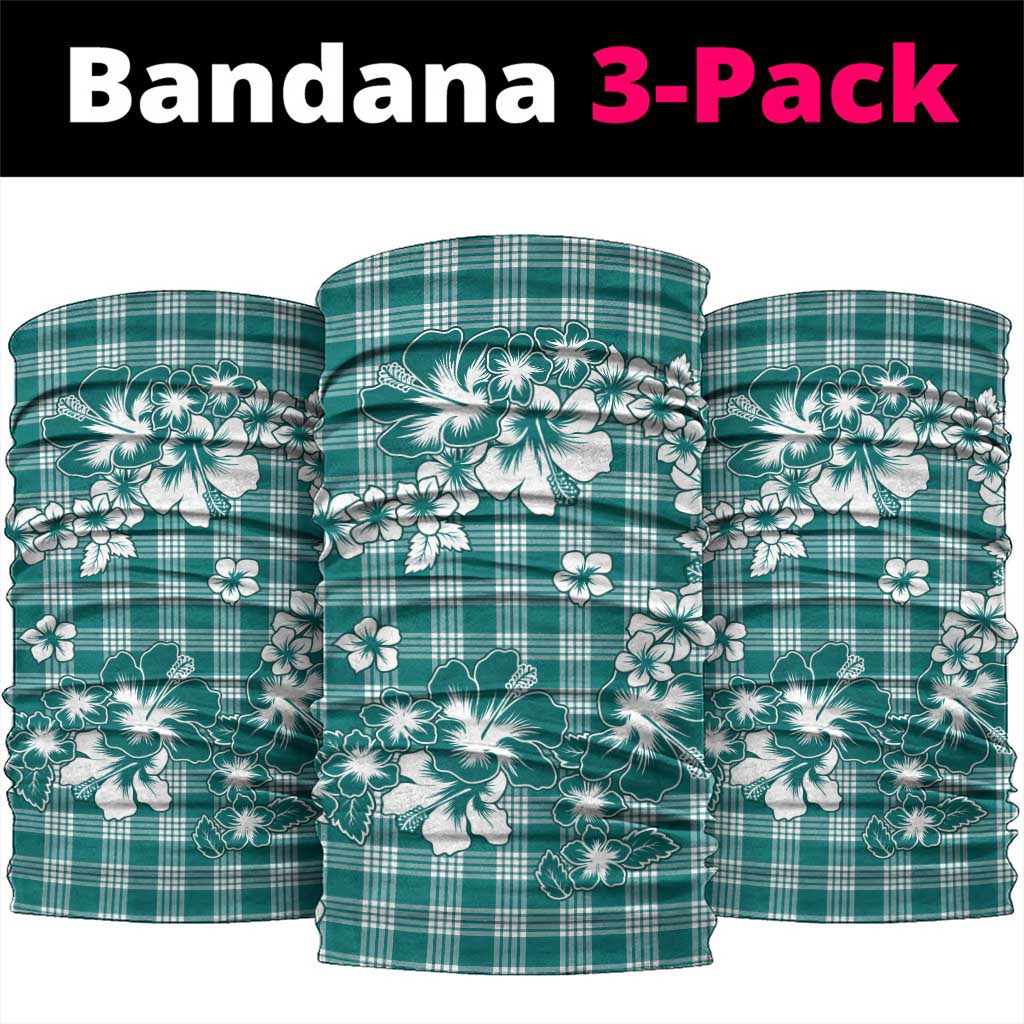 Hibiscus Pakala Aqua Teal Neck Gaiter Tropical Floral Stylized LT01 package One Size: 25*50cm Teal - Polynesian Pride