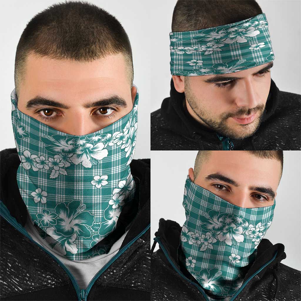 Hibiscus Pakala Aqua Teal Neck Gaiter Tropical Floral Stylized LT01 - Polynesian Pride