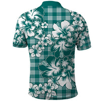 Hibiscus Pakala Aqua Teal Polo Shirt Tropical Floral Stylized - Polynesian Pride
