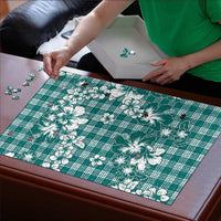 Hibiscus Pakala Aqua Teal Puzzle Tropical Floral Stylized - Polynesian Pride