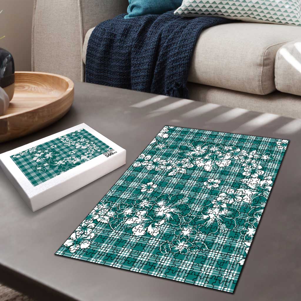 Hibiscus Pakala Aqua Teal Puzzle Tropical Floral Stylized - Polynesian Pride