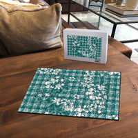 Hibiscus Pakala Aqua Teal Puzzle Tropical Floral Stylized - Polynesian Pride