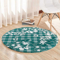 Hibiscus Pakala Aqua Teal Round Carpet Tropical Floral Stylized LT01 - Polynesian Pride
