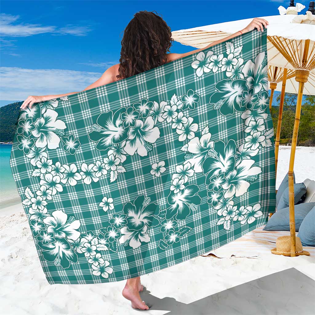 Hibiscus Pakala Aqua Teal Sarong Tropical Floral Stylized - Polynesian Pride