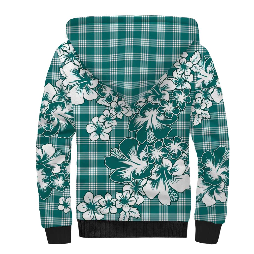 Hibiscus Pakala Aqua Teal Sherpa Hoodie Tropical Floral Stylized LT01 - Polynesian Pride