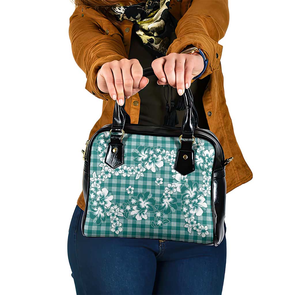 Hibiscus Pakala Aqua Teal Shoulder Handbag Tropical Floral Stylized LT01 One Size Teal - Polynesian Pride