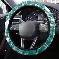 Hibiscus Pakala Aqua Teal Steering Wheel Cover Tropical Floral Stylized LT01 - Polynesian Pride