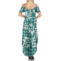 Hibiscus Pakala Aqua Teal Summer Maxi Dress Tropical Floral Stylized LT01 - Polynesian Pride