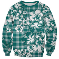Hibiscus Pakala Aqua Teal Sweatshirt Tropical Floral Stylized - Polynesian Pride