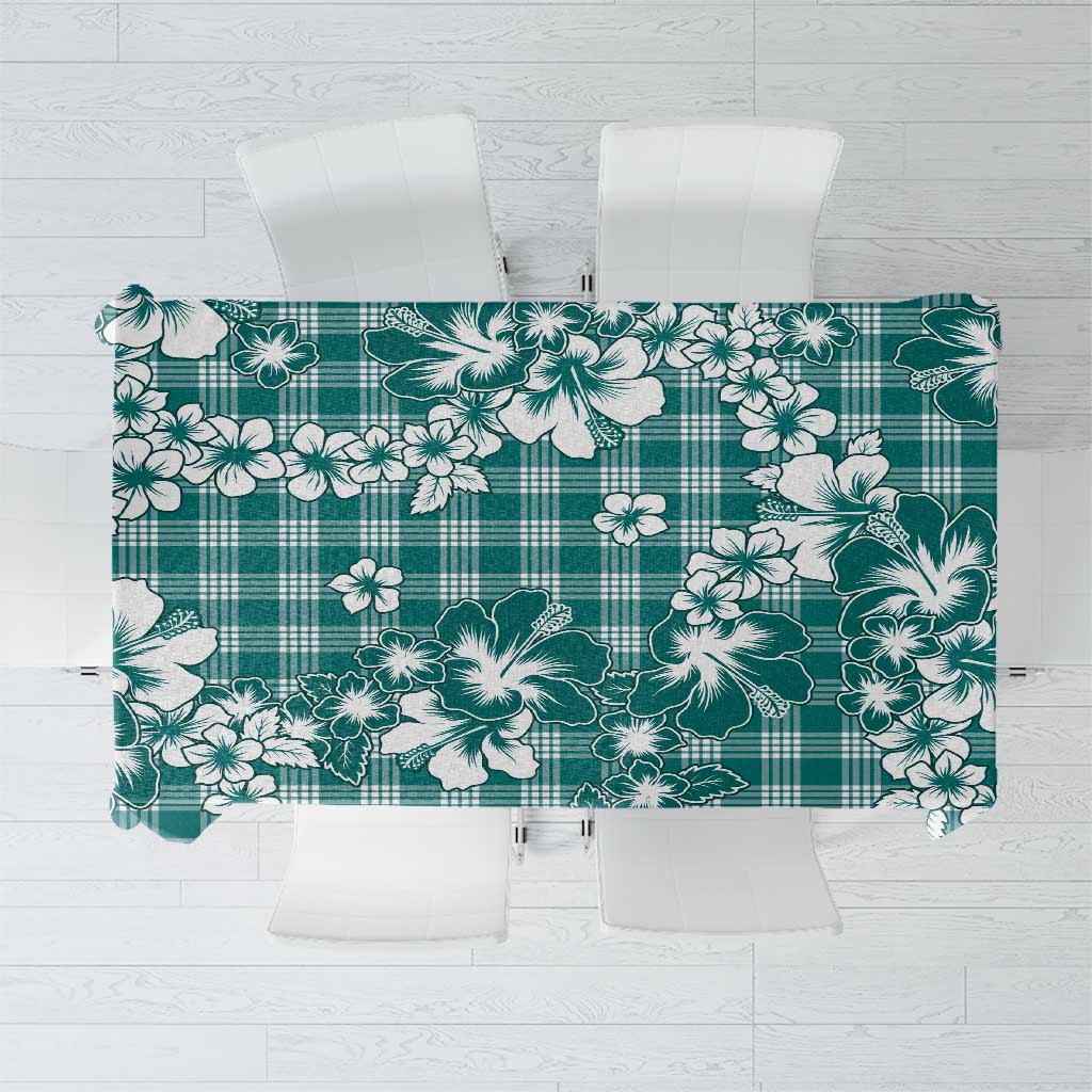 Hibiscus Pakala Aqua Teal Tablecloth Tropical Floral Stylized LT01 Teal - Polynesian Pride