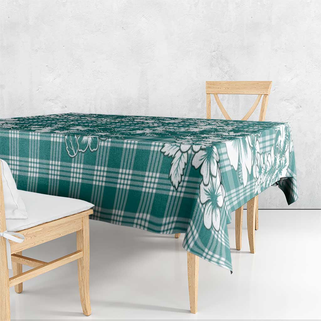 Hibiscus Pakala Aqua Teal Tablecloth Tropical Floral Stylized LT01 - Polynesian Pride