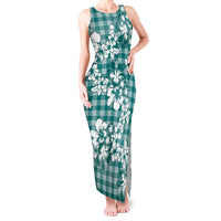 Hibiscus Pakala Aqua Teal Tank Maxi Dress Tropical Floral Stylized LT01 Women Teal - Polynesian Pride