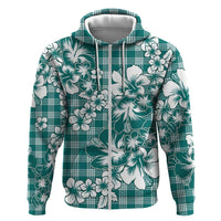 Hibiscus Pakala Aqua Teal Zip Hoodie Tropical Floral Stylized LT01 Zip Hoodie Teal - Polynesian Pride