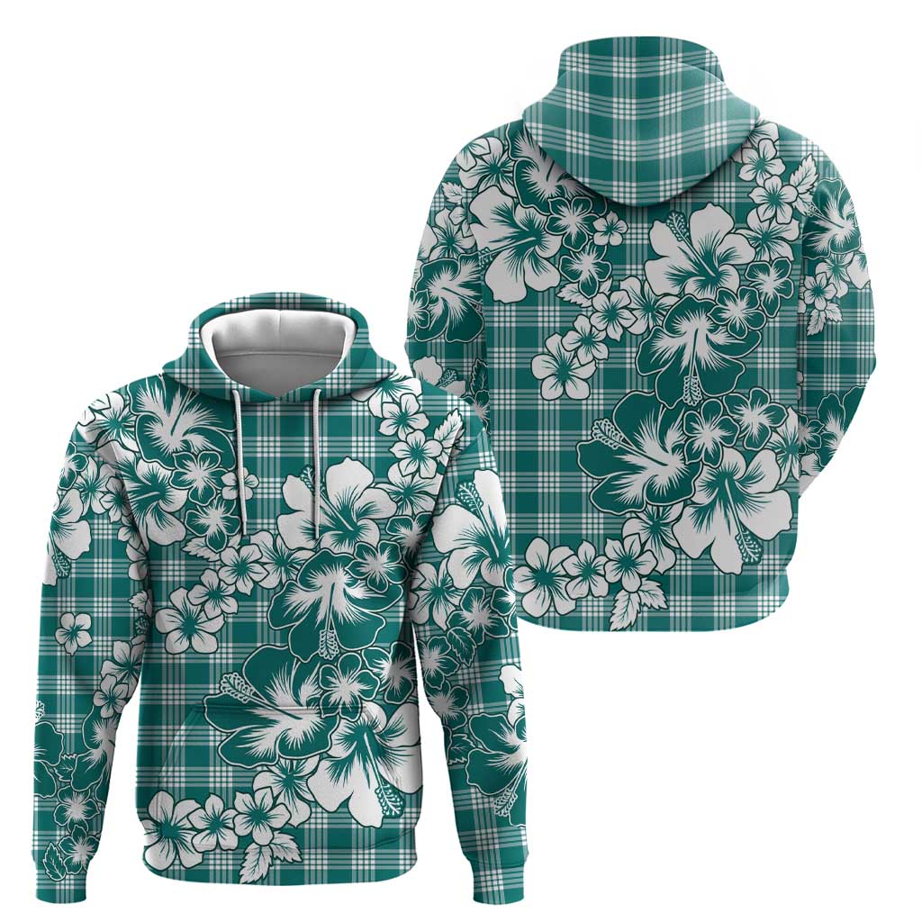 Hibiscus Pakala Aqua Teal Zip Hoodie Tropical Floral Stylized LT01 - Polynesian Pride
