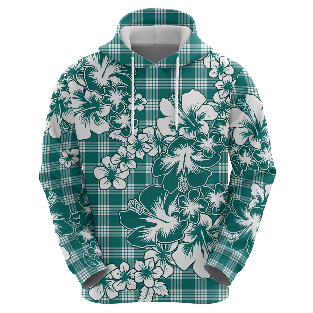 Hibiscus Pakala Aqua Teal Zip Hoodie Tropical Floral Stylized LT01 - Polynesian Pride