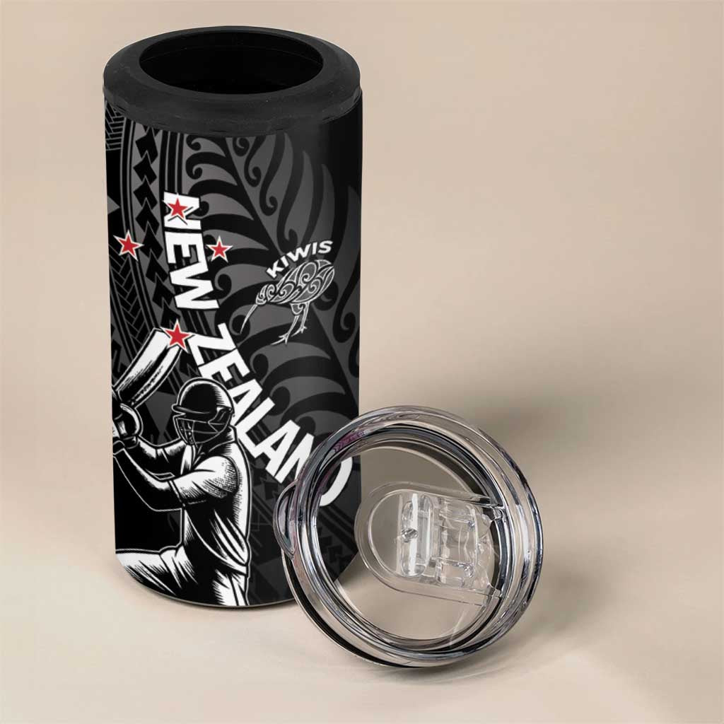 Custom New Zealand Cricket 4 in 1 Can Cooler Tumbler Maori Kiwi Black Fern LT01 - Polynesian Pride