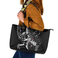 New Zealand Cricket Leather Tote Bag Maori Kiwi Black Fern LT01 Black - Polynesian Pride